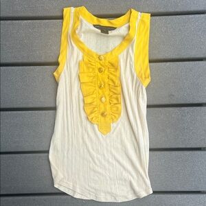 Marc By Marc Jacobs Yellow and Cream Ruffle Tank Top Blouse